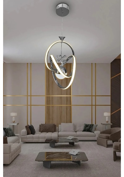 İmza Toplu Modern Sarkıt Led Avize - 3 Renk Kumandasız - Krom Krom