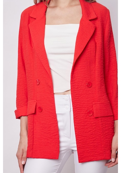 Yazlık Likrasız Keten Kumaş Yakalı Cep Kapaklı Oversize Blazer Ceket-koyu Mercan K.mercan Yazlık Likrasız Keten Kumaş Yakalı Cep Kapaklı Oversize Blazer Ceket-koyu Mercan K.mercan