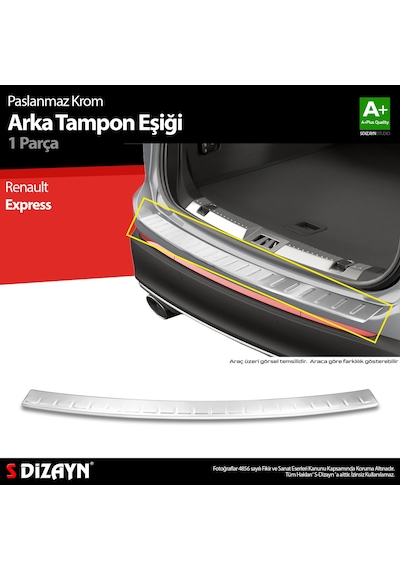 S-dizayn Renault Express Krom Arka Tampon Eşiği 2021 Üzeri A+ Kalite