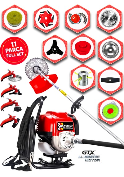 Prowackers German Gx-448 Elıte Sırt Tipi Benzinli Ot Çalı Çim Biçme Tırpanı+ 11 Pcs Full Set Hali Yıkamalı
