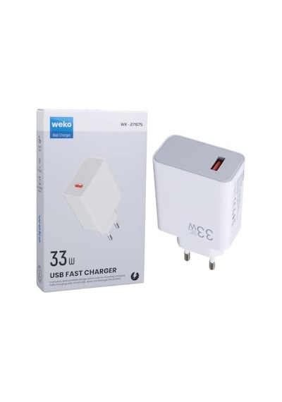 33 Watt Turbo Usb Şarj Başlık Adaptörü, M11, Beyaz, Weko,