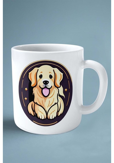 Golden Retriever Köpek Isimli Kişiye Özel Baskılı Kupa Bardak Logo Çok Renkli
