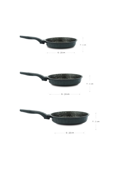 Polochef Kristal Döküm Granit 3'lü Tava Seti Siyah