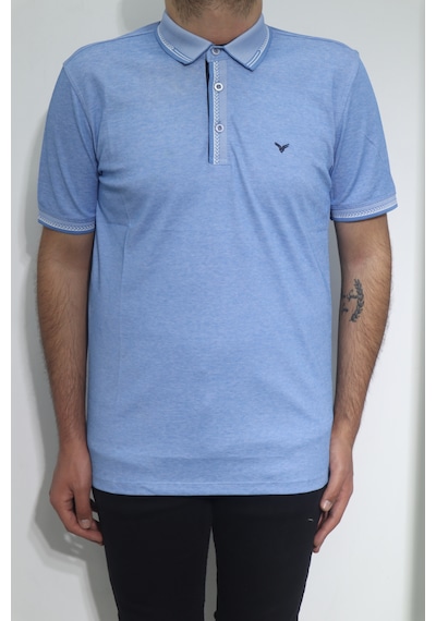 Dmctekstil Santa Erkek Düz Spor Kesim Rahat Kalıp Polo Yaka T-shirt Açık Mavi