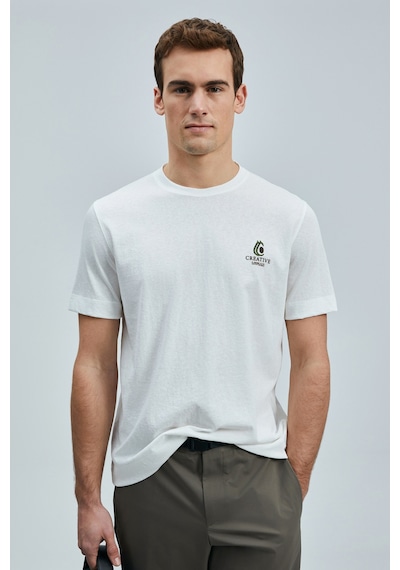 Lufian 111020263 Olıvıa Modern Grafik T- Shirt Erkek Tişort Beyaz