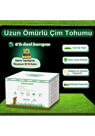 Ebitkisel Çok Yıllık Çim Tohumu 20 Kg Uzun Ömürlü 6'lı Karışım