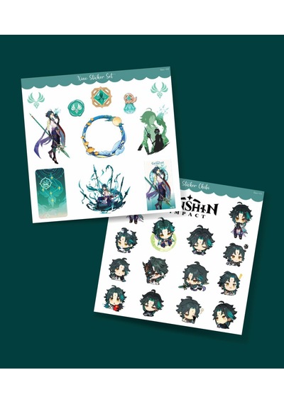 Xiao-genshin İmpact-xiao 2 Li Sticker Set Parlak Kağıt-oyun Etiketi - Telefon -hediye Süsleme Açık Yeşil