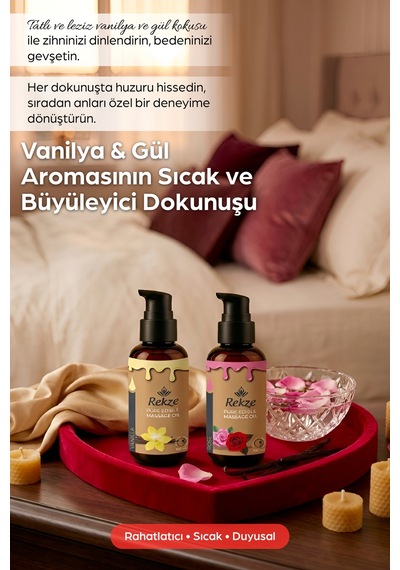Aromaterapi Masaj Yağı 100 Ml Vanilya Ve Gül Aromalı Doğal Rahatlatıcı Bakım Yağı - 744427901