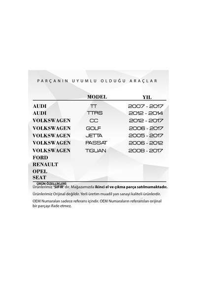 Ford Renault, Opel, Seat, Audi Volkswagen Için Klips-10 Adet