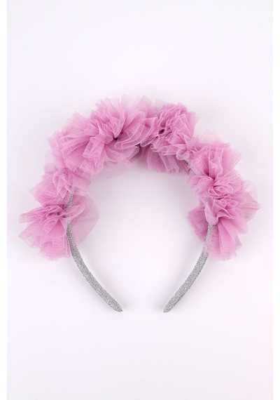 Lila Tül Detaylı Simli Kız Çocuk Taç Lila