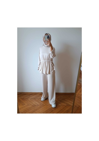 Hiera Büzgü Detaylı Bej Takım Bej - 751770098 Bej - 751770098 Bej