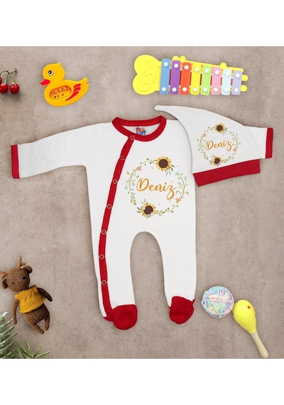 Bk Kids Kişiye Özel Bebek Kıyafeti, Bebek Giyim Hediyesi, Tulum Zıbın Ve Kukuletalı Şapka Seti-12 Çok Renkli