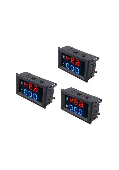 3 Adet Led Dijital Dc 0-100v 10a Voltmetre Ampermetre Paneli Test Cihazı Çift Göstergeli