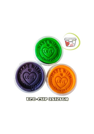 Doğal Oyun Hamuru - Eco Cup- 3'lü Ara Renkler Mor - Yeşil - Turuncu 3x125gr