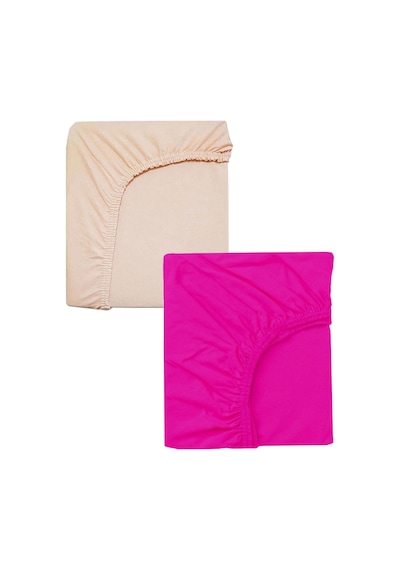 2 Adet 40 X 80 + 10 Cm Anne Yanı Lastikli Penye Kumaş Bebek Çarşafı-fuşya-somon