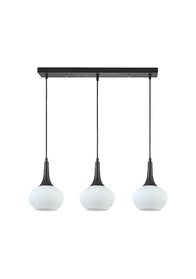 Nero Modern Tasarım Cafe Mutfak Salon Beyaz Camlı Sıralı 3 Lü Avize Beyaz Beyaz