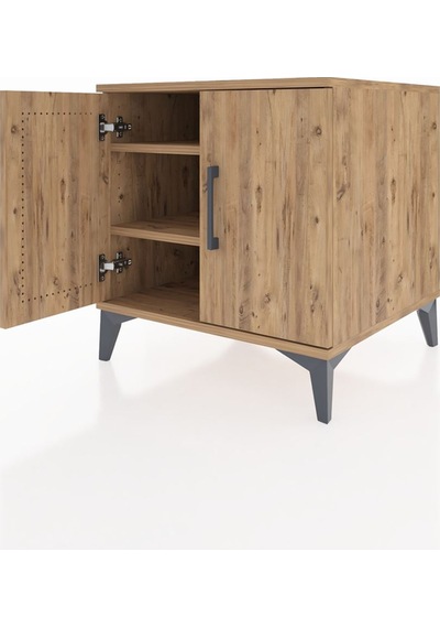 Kronos Komodin 2 Raflı 2 Kapaklı 60x59x64 Çam-çam Çam