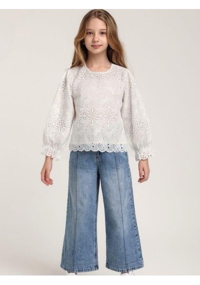 Escabel Kız Çocuk Yüksek Bel Yumuşak Dokulu Bel Ayar Lastikli Geniş Paça Kot Pantolon-15654 Mavi Escabel Kız Çocuk Yüksek Bel Yumuşak Dokulu Bel Ayar Lastikli Geniş Paça Kot Pantolon-15654 Mavi
