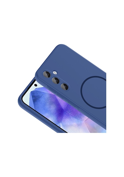 Samsung Uyumlu Galaxy A57 Kılıf Kamera Çıkıntılı Magsafe Şarj Özellikli Lüx Meta Kapak Lacivert
