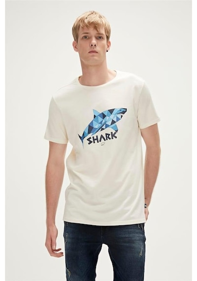 Bad Bear Shark Erkek Tişört-6484 Off-white Kırık Beyaz