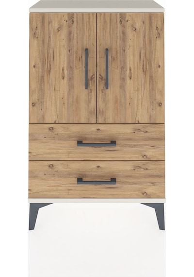 Arges Komodin 2 Raflı 2 Çekmeceli 2 Kapaklı 60x30x96 Aytaşı-çam Aytaşı