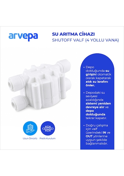 Arvepa Su Arıtma Cihazı Shutoff Valf (4 Yollu Vana) - Uzun Ömürlü