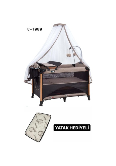 Öykü Bebek Dunyasi Tüllü Anne Yani Asansörlü Oyun Park Beşik - Siyah