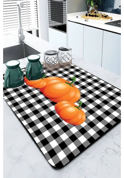 Turuncu Bal Kabağı Microfiber Bulaşık Kurutma Matı Mm021n11
