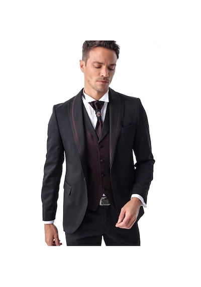 Morven Erkek Siyah Monhattan Slim Fit Dar Kesim Jakarlı Smokin 20mc055001001 Siyah