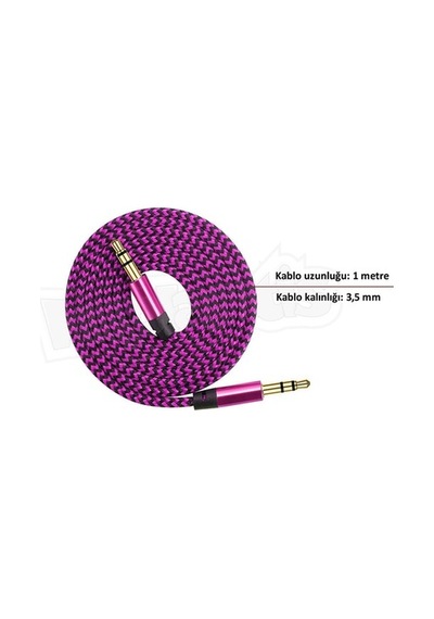Diwu Aux Stereo 3.5Mm Data Ses Örgü Kablo Pembe (195096676)