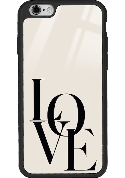 Apple Uyumlu iPhone 6 Plus Love Tasarımlı Glossy Telefon Kılıfı Siyah