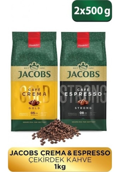 Jacobs Çekirdek Kahve Tanışma Paketi Espresso 500 Gr+cafe Crema PKT.JACOBS.016 Çekirdek
