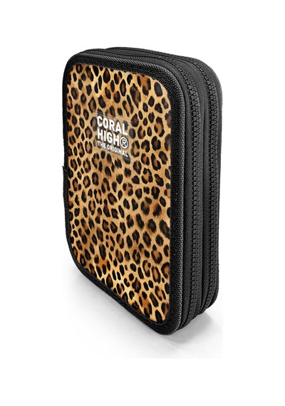 Coral High Kahverengi Leopar Desenli Çift Katlı Kalem Çanta 11147 Kahverengi - Siyah