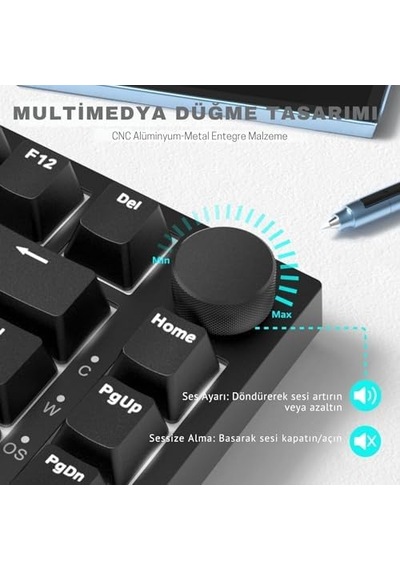 Beyaz Işıklı Hot Swap Kablolu Mekanik Oyun Klavyesi Ak820 Siyah - Kırmızı Switch