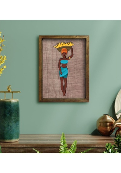 Bk Home African Woman Tasarımlı Doğal Masif Ahşap Çerçeveli Tablo (551089798)
