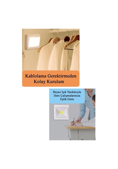 Şahnet Pilli Dolap İçi Led Lamba Kare - Beyaz Işık Kamp Lambası