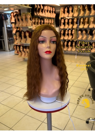 Afro Su Dalgası Peruk Fiber Sentetik Karamel