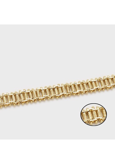 Zirkon Taşlı Geometrik Motifli 14 Ayar Altın Kaplama Kadın Bileklik Gold