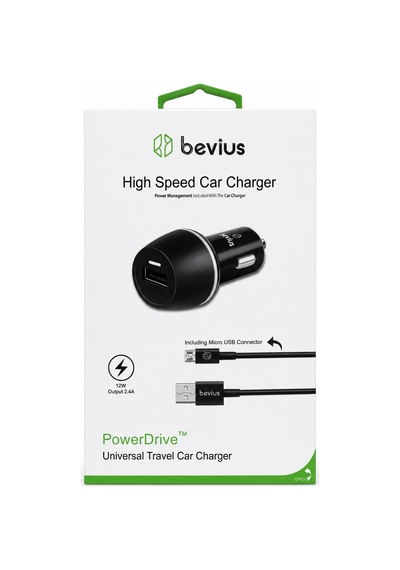 Micro Usb Siyah 12w Kablolu Araç Şarj Cihazı Bevius Bvs-au509