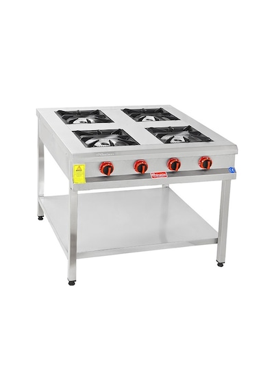 Himaksan Endüstriyel 90 X 90 Cm Lpg Tüplü Taban Raflı 4 Gözlü Oca