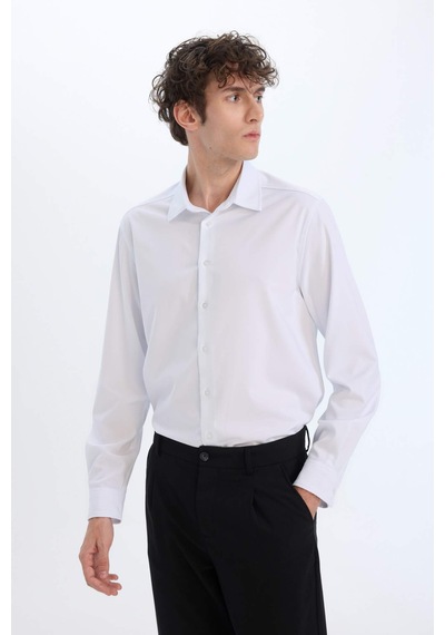 DeFacto Regular Fit Polo Yaka Uzun Kollu Gömlek E3242AX25SPWT32