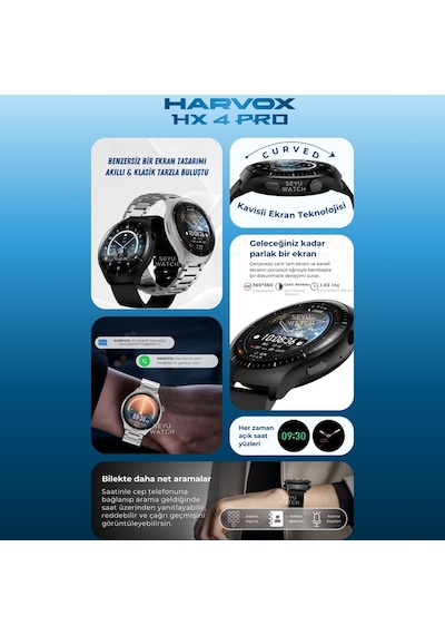 Harvox Watch Hx-4 Pro Akıllı Saat Iphone Ve Android Tüm Akıllı Telefonlara Uyumlu 46 Mm Gümüş