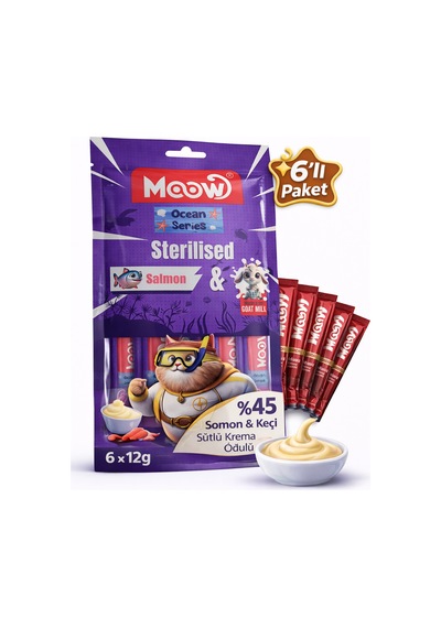 Creamy Somonlu Ve Keçi Sütlü Kısırlaştırılmış Sıvı A Kedi Ödülü 6x12 Gr