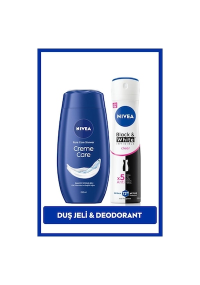Creme Care Nemlendirici Duş Jeli 250ml Ve Kadın Sprey Deodorant Black&white Invisible Clear 150ml