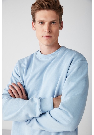 Grımelange Travıs Erkek Organik Kumaşlı Yumuşacık Regular Fit Yuvarlak Yakalı Mavi Sweatshirt Grımelange Travıs Erkek Organik Kumaşlı Yumuşacık Regular Fit Yuvarlak Yakalı Mavi Sweatshirt