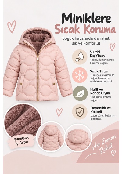 Ahengim Kız Çocuk Kapüşonlu Peluş Astarlı Şişme Mont Sıcak Tutan Rahat Kışlık Ceket Ak4278 Pudra Ahengim Kız Çocuk Kapüşonlu Peluş Astarlı Şişme Mont Sıcak Tutan Rahat Kışlık Ceket Ak4278 Pudra