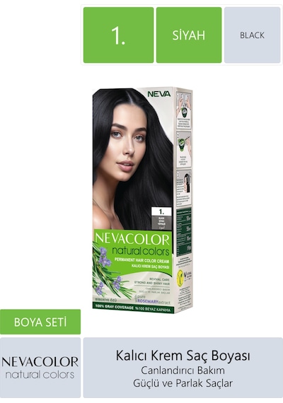Natural Kalıcı Saç Boyası Seti 1 Siyah