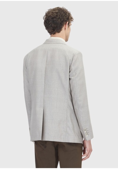 Ramsey Bej Desenli Zeroweight Slim Fit İpek Karışımlı Ceket