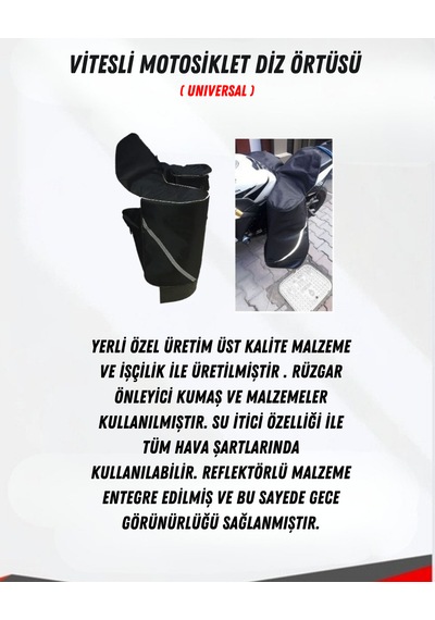 Revertech Vitesli Motosiklet Diz Örtüsü Universal Su Ve Rüzgar Geçirmez Siyah
