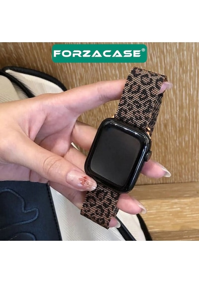 Forzacase Apple Uyumlu Watch  Se/se 2 40mm İle   Leopar Desen Metal Mıknatıslı Kordon Kayış -fc1136